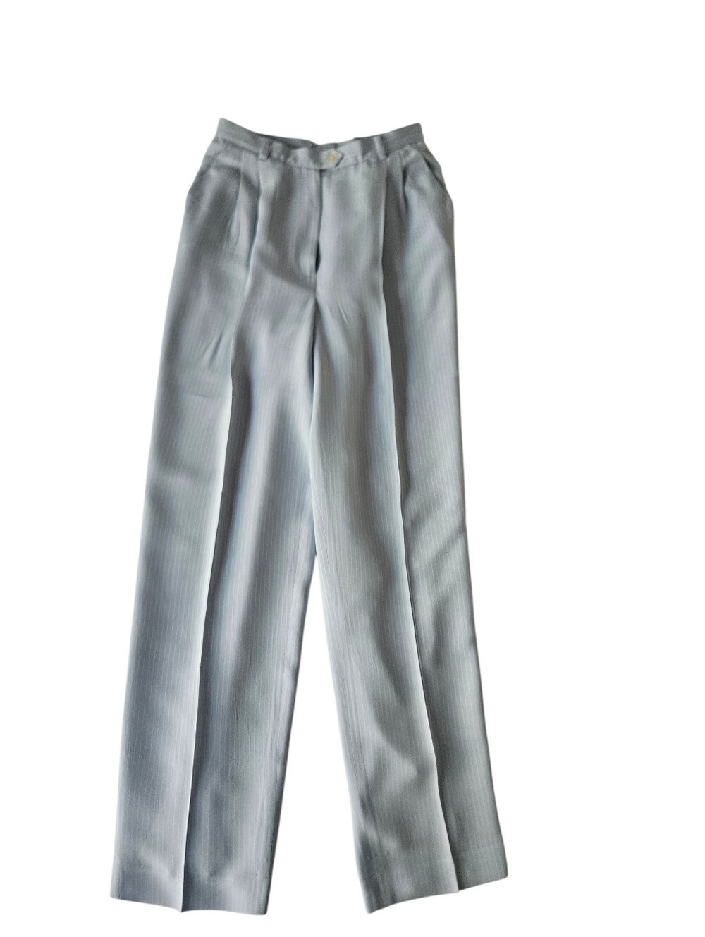 LAUREN RALPH LAUREN LIght Blue Pin Striped Pleated 100% Silk Trousers | SZ 8 - Picture 3 of 11